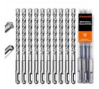 Keewaki 10 Pack 8mm x160mm SDS Plus Rotary Hammer Drill Bits Set, Cross Carbide Tip, Heavy Duty Masonry Drill Bits for Concrete, Brick Hammer Drill Bits - Concrete Drill Bit Set