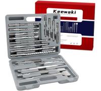 Keewaki 19PCS SDS Plus Flat Tip Drill Bits & Chisels Set for Concrete | Straight Carbide Tip, Heavy Duty Masonry Drill Bit Set, Demolition Chisels Included, Portable Case, For Brick, Stone & Tile