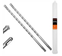 Keewaki 2-Piece 12mm x 310mm SDS Plus Rotary Hammer Drill Bits Set, Cross Carbide Tip, Heavy Duty Masonry Drill Bits for Concrete, Brick Hammer Drill Bits - Concrete Drill Bit Set