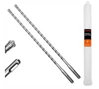 Keewaki 2-Piece 8mm x 310mm SDS Plus Rotary Hammer Drill Bits Set, Cross Carbide Tip, Heavy Duty Masonry Drill Bits for Concrete, Brick Hammer Drill Bits - Concrete Drill Bit Set