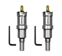 Keewaki 22mm Hole Saw Kit - 2PCS Carbide Hole Saw Drill Bit for Metal, Stainless Steel, Aluminum, Plastic, Wood - Heavy Duty Hole Cutter Set