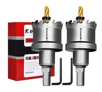 Keewaki 40mm Hole Saw Kit - 2PCS Carbide Hole Saw Drill Bit for Metal, Stainless Steel, Aluminum, Plastic, Wood - Heavy Duty Hole Cutter Set