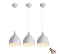 KEFA Battery Operated Pendant Light with Remote, Indoor No Wiring Ceiling Hanging Light, Modern Wireless Pendant Lighting Chandelier Fixture for Kitchen Island Dining Room Living Room Farmhouse (Colo