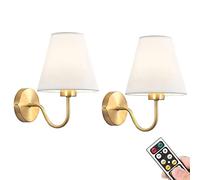KEFA Battery Operated Wall Sconce/Battery Powered Wall Light, not Hardwired Wall Lamp With Remote Dimmable Light Bulb, Not Wires Easy to Install, for Bedroom, Living Room, TV Wall, Lounge, Farmhouse