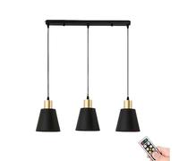 KEFA Black-Gold Battery Operated Pendant Light with Remote & Blub, Kitchen Island No Wire Ceiling Hanging Light, Non Hardwired Pendant Lighting Chandelier Fixture for Dining Table Living Room Farmhous