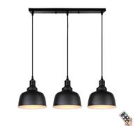 KEFA Modern Minimalist Battery Operated Pendant Light, Black Wireless Adjustable Pendant Lighting with Remote & Blub, No Wiring Ceiling Hanging Light for Kitchen Island Dining Table Living Room Barn C