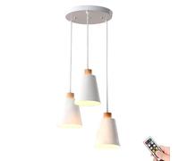 KEFA Modern Not Hardwired Battery Operated Pendant Light with Remote & Blub, USB Rechargeable Kitchen Island Pendant Light/Ceiling Hanging Lighting, White Chandelier for Living Room Dining Table Bed