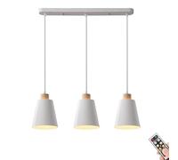 KEFA Modern Not Hardwired Battery Operated Pendant Light with Remote & Blub, USB Rechargeable Kitchen Island Pendant Light/Ceiling Hanging Lighting, White Chandelier for Living Room Dining Table Bed