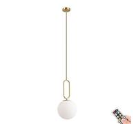 KEFA Not Hardwired Battery Operated Pendant Light Fixture, Mid Century Modern No Wire Globe Hanging Pendant Lighting with Remote & Dimmable Bulb, for Kitchen Island Living Room Bedroom Bar Dining