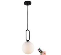 KEFA Not Hardwired Battery Operated Pendant Light Fixture, Mid Century Modern No Wire Globe Hanging Pendant Lighting with Remote & Dimmable Bulb, for Kitchen Island Living Room Bedroom Bar Dining