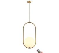 KEFA Not Hardwired Battery Operated Pendant Lighting, No Wire Mid Century Pendant Light Glass Ceiling Hanging Lighting Fixture with White Globe Glass Chandelier for Kitchen Island Dining Room Bedroom