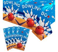 KEFAN 4 Pcs Bowling Birthday Party Tablecloths Supplies, Rectangle Bowling Theme Birthday Party Table Cover, 51 x 86 Inch