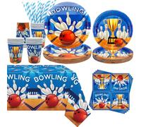 KEFAN Bowling Birthday Party Decorations, Bowling Theme Party Tableware Supplies including Plates, Cups, Napkins, Tablecloth (20)