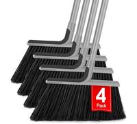 KeFanta 4 Packs Outdoor Broom Heavy Duty with 55" Long Handle, Commercial Brooms for Sweeping Indoor Courtyard Restaurant Garage Patio Decks Mall Market Kitchen Office Lobby Shop