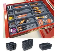 KeFanta 42 Pack Tool Box Organizer Tool Tray Dividers, Rolling Tool Chest Cart Cabinet Workbench Desk Drawer Organization and Storage for Hardware, Parts, Screws, Nuts, Small Tools Organization(Grey)