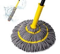 KeFanta Self Wringing Twist Mop, Gray Microfiber Head, 57" Long Handle, Heavy Duty Floor Mop for Hardwood, Vinyl, Tile, Marble, Laminate, Kitchen, Office, Gray and Yellow