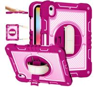 KEFBWAO Case for iPad mini 7 2024 A17 Pro/iPad mini 6 2021 8,3 inch, Heavy Duty Shockproof Cover with 360° Rotating Hand Strap & Stand, Shoulder Strap and Pencil Holder, Rose
