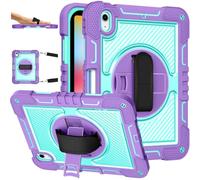 KEFBWAO Case for iPad mini 7 2024 A17 Pro/iPad mini 6 2021 8,3 inch, Heavy Duty Shockproof Cover with 360° Rotating Hand Strap & Stand, Shoulder Strap and Pencil Holder, Purple