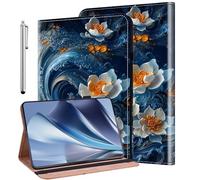 KEFBWAO Case for Samsung Galaxy Tab A9 8.7 Inch, Stylus Holder Flip Wallet Leather Shockproof Cover for Samsung Tab A9 8.7" 2023 SM-X110/X115/X117 Case, Surf Flower