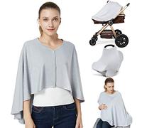 Nursing Cover & Baby Nursing Poncho,Multi Use Breastfeeding Cover for CarSeat Canopy, High Seat Cover, Stroller Cover, Shopping Cart Cover,Nursing Scarf for Boy and Girl by Kefee Kol (Grey)