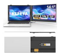 KEFEYA 14.1” Portable Monitor, 0.6Kg Slim-Light Laptop Screen Extender, Built-in Upgrade Pivot Stand, FHD Travel Monitor for 13”-17.3” Laptops, Plug & Play Work with Mac/Win/DEX/HUAWEI