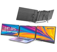 KEFEYA Laptop Screen Extender, 14" Portable Monitor for Laptop, 1080P FHD Triple Screen Laptop Monitor Extender for 13"-17.3" Laptop, HDMI/USB-C for MacBook, Windows, Chrome, Switch, Plug & Play