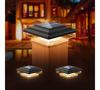kefflum Solar Post Lights Outdoor Garden IP65 Waterproof Solar Post Cap Lights Fence Post Caps Lamp Outdoor for 7x7 8x8 9x9 cm Wooden Deck Patio Garden Yard Decoration 2 Pack