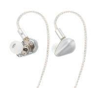 Kefine Loric IEMs, PU+ Titanium Diaphragm Drive in-Ear Monitors, Dual-Magnet & Dual-Chamber Driver, Ultralight Zinc Alloy Wired Earbuds, Detachable 160-Core Silver-Plated Cable(Silver, 3.5mm)