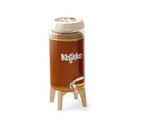 Kefirko Kombucha Fermentation Kit | Home Brewing Glass Jar, Lid, Filters, Fermentation Clock & Recipe Book, 4Litre - Beige