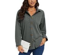 KEFITEVD Ladies Button-Down Shirt Casual Long Sleeve Blouses Women