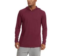 KEFITEVD Long Sleeve T shirt Mens Summer Thin Hoodie Sun Protection Quick Dry Tops Lightweight Swimming T Shirts for Men Wine Red