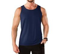 KEFITEVD Men Sleeveless Gym Shirts Training Vests Breathable Moisture Wicking Sports Vest Quick Dry Tank Tops UV Protection Muscle T-Shirts,Navy Blue,3XL