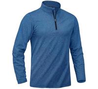 KEFITEVD Men's 1/4 Zip Pullovers Sport Outdoor Moisture Wicking Sweatshirt Fleece Thermal Top Long Sleeve,Mid Blue,L