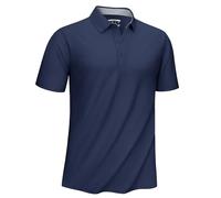 KEFITEVD Men's Cotton Polo Shirt Summer Cool Tee Short Sleeve Button Tops Classic Golf Work Tee Top Navy Blue XXXL