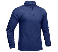 KEFITEVD Mens Fleece Tops 1/4 Zip Neck Sweatshirts Long Sleeve Warm Srand Collar Pullover Walking Jumper,Dark Blue,S