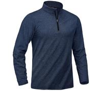 KEFITEVD Mens Half Zip Sweatshirt Lightweight Stretch Sports Long Sleeve Warm Fleece Lining Mid Layer,Navy Blue,XL