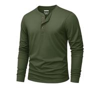 KEFITEVD Mens Henley Tshirts Casual Pullover Grandad Shirts Cotton Tops