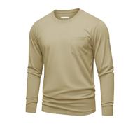 KEFITEVD Men's Long Sleeve T-Shirt UK Casual Cotton Work T Shirts Regular Fit Soft Lightweight Classic Tops Autumn Spring Khaki M