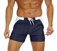 KEFITEVD Men's Quick Dry Swimming Shorts Sexy Beach Board Trunks Summer Short Swim Pants with Adjustable Drawstring, Navy Blue, 40