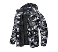 KEFITEVD Mens Ski Jacket Breathable Warm Lined Winter Jacket with Removable Hood Snowboard Jacket Waterproof Outdoor Jacket, Camouflage, 3xl