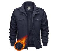 KEFITEVD Men's Winter Autumn Work Jacket Thermal Cargo Fleeced Jackets Military Bomber Jacket, 141 Navy Blue, XXL