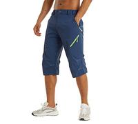 KEFITEVD Quick Dry Three Quarters Walking Shorts for Men 3/4 Breathable Cycling Cargo Shorts with 4 Zipper Pockets Royal Blue