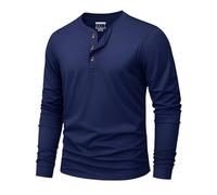 KEFITEVD Shirts Men Henley Soft T-Shirt Cotton Front Pocket Breathable Tops