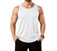 KEFITEVD Sport Tank Tops Men Sleeveless T-Shirts Lightweight Quick Dry Vests Workout Shirts Moisture Wicking Muscle Breathable Summer Vest,White,M