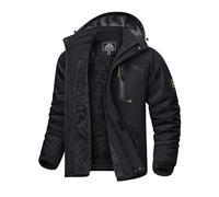 KEFITEVD Warm Waterproof Ski Jacket for Men Thermal Fleece Jackets for Winter Sports Coat with Detachable Hood Black, XL