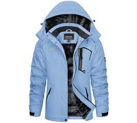 KEFITEVD Women's Outdoor Softshell Jacket Waterproof Fleece Coat Winter Windbreaker Jacket with Pockets,Light Blue,XS