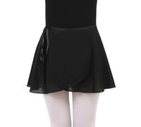 Kefiyis Ballet Skirt Chiffon Ballet Wrap Skirt Adjustable Ribbon Tie Dance Skirt for Girls and Women Black L