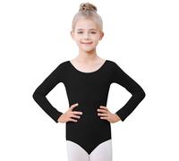 Kefiyis Black Leotard for Girls Long Sleeve Ballet Leotard Cotton Stretch Dance Gymnastics Leotards for Girls Kids Women Black 120