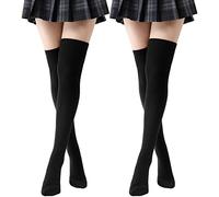 Kefiyis Knee High Socks Women's Thigh High Socks Over the Knee Socks Long Knitted Warmer Socks, Black, One Size
