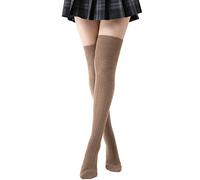 Kefiyis Thigh High Socks Women's Knee High Socks Over the Knee Cotton Socks Long Knitted Warmer Stockings (Khaki), One Size